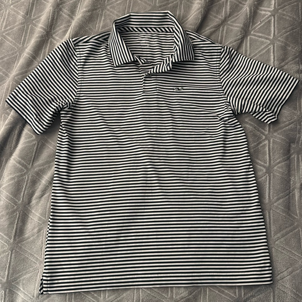 Vineyard Vines Boys' Bradley Stripe Sankaty Performance Polo Size M 12-14